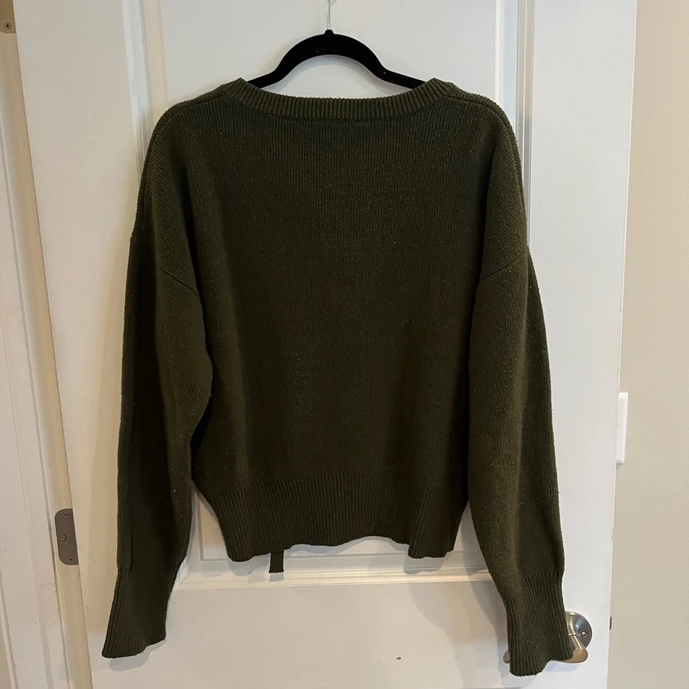 Endless Rose Olive Lace-Up Crewneck Sweater